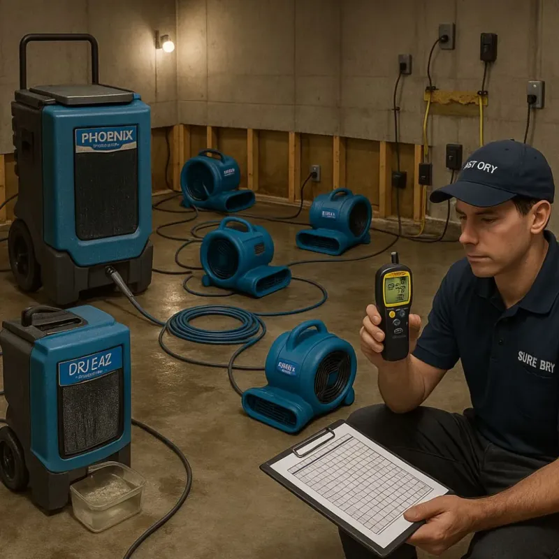 Structural Drying and Dehumidification process in Shelburn, IN